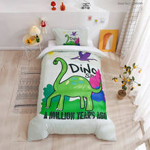 Juego de cama de dinosaurio verde, edredón de Mundo Jurásico, funda de edredón para bebé, bonito, tamaño King, dibujos animados, 3D 2024 - compra barato