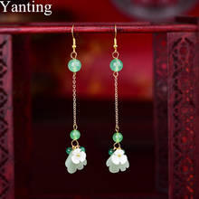 Yanting Handmade Long Earrings Women's Accessories Natural Shell Flower Ethnic Statement Earrings Green Stone Christmas Gift 207 2024 - buy cheap