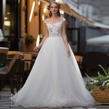 Charming decote ilusão vestidos de casamento branco marfim sob medida boho 2024 - compre barato
