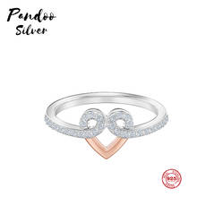 PANDOO-Anillo de Plata de Ley 925 con diseño divertido para mujer, sortija, plata esterlina, estilo de amor, joya de lujo 2024 - compra barato