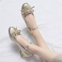 PXELENA Gold Silver 2020 Spring Girls Lolita Mary Janes Shoes Bowknot Low Heels Cosplay Princess Bride Wedding Pumps Women 34-43 2024 - buy cheap