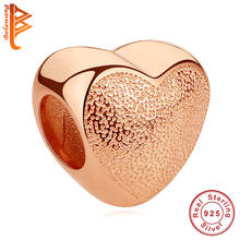 BELAWANG Authentic Original 925 Sterling Silver Charm Bead Rose Gold Love Heart Charms Fit Bracelets Women DIY Jewelry 2024 - buy cheap