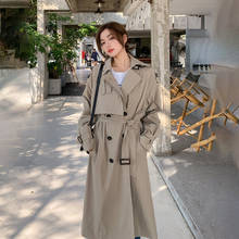 Women's Gray Windbreaker Spring Autumn Korean Big Size Loose  Long Trench Coats Female Lining Wear A Belt Leisure Ladies Cloak 2024 - buy cheap