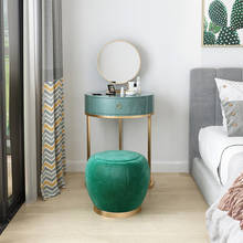 Tocador redondo nórdico moderno, mueble de dormitorio con cajón, mesa de maquillaje, taburete, mesa de cosméticos 2024 - compra barato
