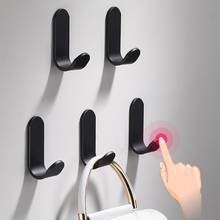 LIUYUE 5PCS Single Hooks Black Aluminum Bathroom Towel Hook Door Hooks Kitchen Free Of Nail Wall Adhesive Robe Hooks Hardware 2024 - buy cheap