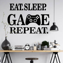 Eat Sleep Game Repeat Wall Decal game room decor video game joystick Wall Sticker gamer gift Sticker teen boy room decor B102 2024 - buy cheap