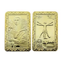 Leonardo Da Vinci Mona Lisa1 oz 24k позолоченные слиток золота Иисуса коммутированных слиток золота 2024 - купить недорого