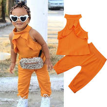 Imcute Spring Autumn Fashion Toddler Kids Baby Girl Solid Clothes Sleeveless Tops+Long Pants Outfits 2pcs Set 2024 - buy cheap