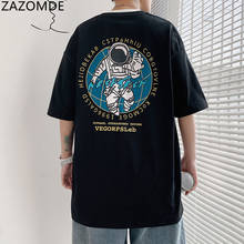 ZAZOMDE Oversize Casual Tshirt Streetwear Harajuku Astronaut Printed T Shirt 2022 Men Summer Short Sleeve T-Shirt Cotton Loose 2024 - buy cheap