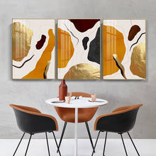 Nordic Gold Foil Canvas Painting Abstract Orange Color Block Print Posters for Living Room Aisle Wall Art Pictures Home Decor 2024 - buy cheap