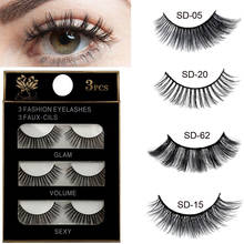 3 Pairs 3D Silk Fiber False Eyelashes Messy Style Thick Cross Natural Voluminous Lashes Extension Eye Makeup Tools Handmade 2024 - buy cheap