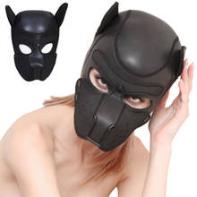Máscara de goma de látex acolchada, mascarilla de fiesta para perros, Cosplay de cachorros, cabeza completa con orejas, 4 máscaras de fiesta 2024 - compra barato
