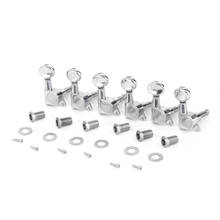 Musiclily Pro 6 in Line Guitar Sealed Tuners Tuning Keys Pegs Machine Heads Set for Fender Strat Telecaster,Kidney Button Chrome 2024 - buy cheap