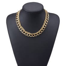 2021 New Fashion Gold Double Layer Metal Chain Link Choker Necklace Women Vintage Punk Statement Chokers Necklaces Jewelry 2024 - buy cheap