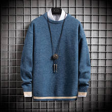 Новинка зимняя плотная теплая брендовая одежда сохраняют тепло мужские Рождественские свитера приталенные мужские пуловеры с круглым вырезом вязаный Повседневный свитер 2024 - купить недорого