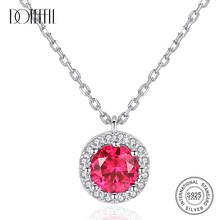 DOTEFFIL Real Round Ruby Gemstone Pendant Necklaces for Women Wedding Engagement Fine Jewelry 925 Sterling Silver Collier SN0308 2024 - buy cheap