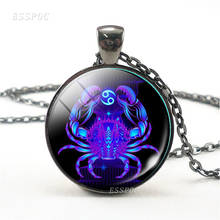 Fashion Men Women Constellations Necklace 12 Zodiac Sign Glass Cabochon Pendant Necklace for Friends Birthday Gifts 2024 - buy cheap