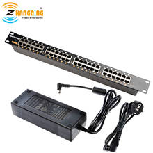 Gigabit 24port Rack Mount PoE Injector with 2 DC hole Load balancing 48V 120W Power supply and power cord for Camera MikroTik 2024 - buy cheap