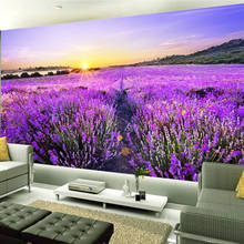 Papel tapiz Mural personalizado 3D estéreo romántico púrpura lavanda Fresco, autoadhesivo impermeable, pintura De pared, pegatinas De Papel De pared 2024 - compra barato