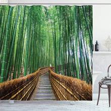 Cortina de ducha de Selva, puente de naturaleza Tropical sobre árbol, bambú, paisaje exótico, Spa, Yoga, diseño de tela de poliéster, decoración de baño 2024 - compra barato