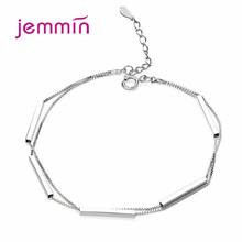 925 Sterling Silver Link Chain Bracelet Stackable Flat Bar Double Layer Chain Bracelet Bangles for Women Fashion Silver Jewelry 2024 - buy cheap