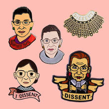 Official Ruth Bader Ginsburg Notorious RBG Dissent Enamel Brooch Pins Badge Lapel Pins Alloy Metal Fashion Jewelry 2024 - buy cheap