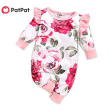 PatPat New Spring and Autumn Baby Girl Flower Ruffled One Pieces Long Leg Jumpsuit Baby's Clothing 2024 - buy cheap