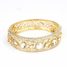 Sunspicems cor de ouro gravado feminino manguito pulseira de cristal filigrana marrocos jóias de casamento boêmio presente de aniversário 2024 - compre barato