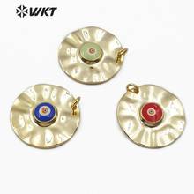 WT-P1470 Natural Stone Pendant Evil Eye Charm Pendant Round Shape With Gold Electroplated Pendant  Woman Fashion Pendant Jewelry 2024 - buy cheap