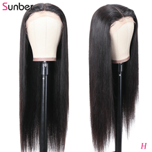 Sunber Straight Lace Part Wig Human Hair Wig Pre-plucked 150% density Remy Hair Long Peruvian Wig with Baby Hair Mid Part Wig 2024 - buy cheap