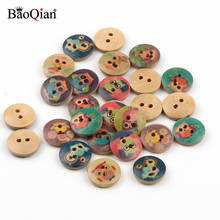 50Pcs 15mm Colorful Owl Pattern 2 Hole Round Wooden Buttons For Crafts Scrapbooking Clothing Decoration Sewing Accessory 2024 - buy cheap