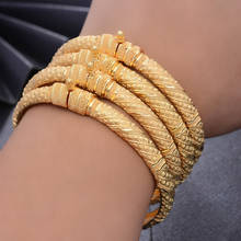 WANDO-pulseras de Color dorado para mujer, brazaletes de Reina princesa Dubái, Vintage, novia, boda, Joyería Árabe de África, 4 unids/lote 2024 - compra barato