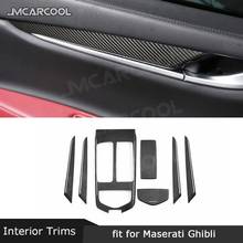 Car Center Console Gear Shift Panel Box Door Dry Carbon Fiber Inner Trim Strips Covers Stickers for Maserati Ghibli 2014-2019 2024 - buy cheap