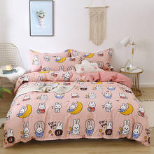 Conjunto de roupa de cama infantil fofo de coelho kawaii, desenho animado, rosa, luxo, moda, king, queen, roupa de cama, edredom, conjunto de presente 2024 - compre barato