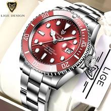 New LIGE DESIGN Top Brand Luxury Automatic Mechanical Watch Men Stainless Steel Waterproof Business Date Wristwatch Dropshipping 2024 - buy cheap