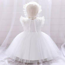 Платье для маленьких девочек Крестильные платья для девочек на 1-й год, день рождения, свадьбу, белое платье принцессы на крестины 2024 - купить недорого