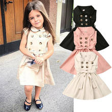 2019 Fashion Toddler Baby Girl Dress Cute Kids Princess Sleeveless Sash Button Prom Party Dress Summer Clothes 1-6Y 2024 - buy cheap