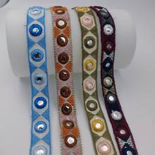 1 Yard Embroidered Webbing 2cm Width Silver Ethnic Thread Sequins Ribbon Tape Shoes Dress Decorative Diy Accessories 2024 - buy cheap