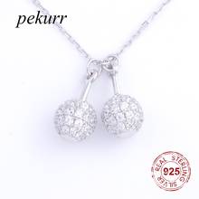 Pekurr 925 Sterling Silver Double Round Circle Beads Ball Pandents Necklaces For Women CZ Silver Choker Jewelry Gift 2024 - buy cheap