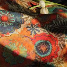 High quality flax tissus Beautiful Festooned printing patchwork High end dress cheongsam fabric 2024 - buy cheap
