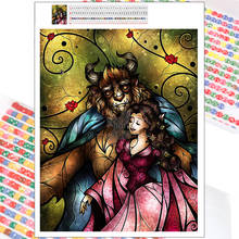 Pintura de diamantes da disney, desenho animado da bela e a fera 5d, faça você mesmo, ponto cruz, arte, mosaico, bordado, decoração de casa quadrada completa, presente para crianças 2024 - compre barato