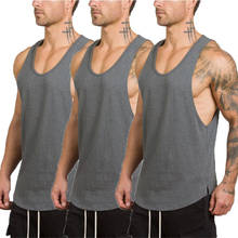 Camiseta sem mangas fitness masculina, camisa de algodão para corrida, academia e musculação para homens, 3 unidades 2024 - compre barato