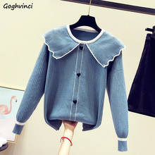Sweaters Women Autumn O-neck Ruffles Patchwork Buttons Womens Sweet Womens Top Pullovers Korean Style 5 Colors Elegant Casual 2024 - buy cheap