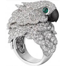 Fashion Cute Bald Eagle Head Hawk Bird Ring Parrot Animal Full Rhinestone Wedding Rings for Women Girl Boho Party Jewelry Gifts 2024 - buy cheap