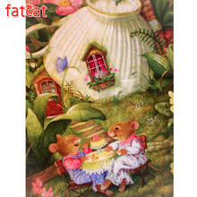 FATCAT Rabbit afternoon tea 5d diy diamond painting kits full square round drill diamond embroidery sale wall decoration AE3008 2024 - buy cheap
