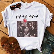 Horror Friends women funny t shirt Pennywise friends print tee shirt female Women halloween casual short sleeve tops 2024 - buy cheap