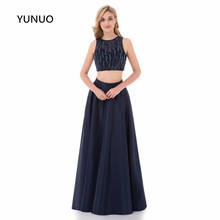 Yunuo-vestido de baile longo, luxuoso, azul, novidade, 2021, 2 peças, uma linha, inchado, com contas, longo, baile, festa, 765 2024 - compre barato