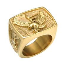 Men's Fashion Gold Punk Rock Eagle Rings Motorcycle Party Hip Hop Ring Luxury Gold/Silver Color Size 7-12 Finger Jewelry 2024 - buy cheap