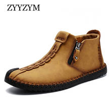 ZYYZYM Men Boots 2021 Autumn Winter Zip New Handmade Outdoor Vintage Style Versatile Ankle Short Boots Man Footwear 2024 - buy cheap