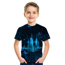 Camiseta de talla grande para niños y niñas, Camiseta con estampado 3d de ciudad, camiseta de manga corta para niño de 4 a 14 años, novedad de 2021 2024 - compra barato